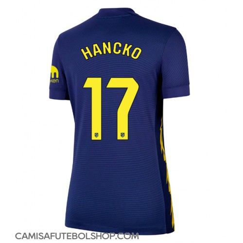 Camisa de time de futebol Atletico Madrid David Hancko #17 Replicas 2º Equipamento Feminina 2025-26 Manga Curta